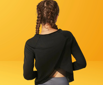 A Yoga Brand Mesh Back Split Cross Wrap Shirt